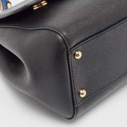 Pre Owned Dolce & Gabbana Black Leather Medium Studded Miss Sicily Top Handle Bag