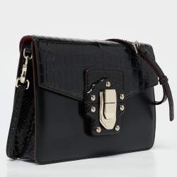 Dolce & Gabbana Black Crocodile Leather and Python Lucia Shoulder Bag
