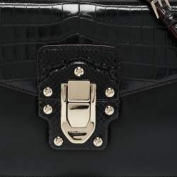 Dolce & Gabbana Black Crocodile Leather and Python Lucia Shoulder Bag