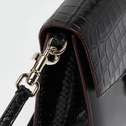 Dolce & Gabbana Black Crocodile Leather and Python Lucia Shoulder Bag