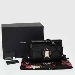 Dolce & Gabbana Black Crocodile Leather and Python Lucia Shoulder Bag