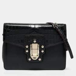 Dolce & Gabbana Black Crocodile Leather and Python Lucia Shoulder Bag