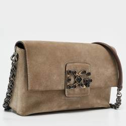 Pre Owned Dolce & Gabbana Beige Suede DG Millennials Shoulder Bag