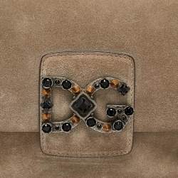 Pre Owned Dolce & Gabbana Beige Suede DG Millennials Shoulder Bag