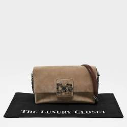 Pre Owned Dolce & Gabbana Beige Suede DG Millennials Shoulder Bag