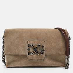 Pre Owned Dolce & Gabbana Beige Suede DG Millennials Shoulder Bag
