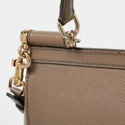 Pre Owned Dolce & Gabbana Brown Leather Small Miss Sicily Top Handle Bag