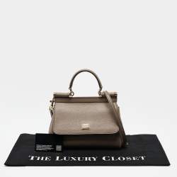 Pre Owned Dolce & Gabbana Brown Leather Small Miss Sicily Top Handle Bag