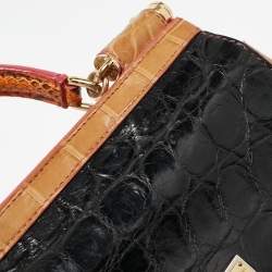Pre Owned Dolce & Gabbana Multicolor Python, Croc and Leather Small Miss Sicily Top Handle Bag