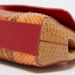 Pre Owned Dolce & Gabbana Multicolor Python, Croc and Leather Small Miss Sicily Top Handle Bag