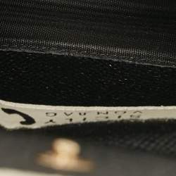 Pre Owned Dolce & Gabbana White/Black Polka Dot Print Leather Miss Sicily Von Embellished Wallet on Chain