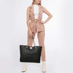 Pre Owned Dolce & Gabbana Black Quilted Leather Chain Shopper Tote