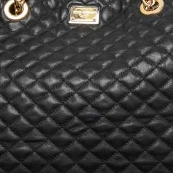 Pre Owned Dolce & Gabbana Black Quilted Leather Chain Shopper Tote
