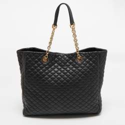 Pre Owned Dolce & Gabbana Black Quilted Leather Chain Shopper Tote