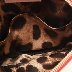 Dolce & Gabbana Red/Pink Leopard Calfhair and Leather Round Crossbody Bag