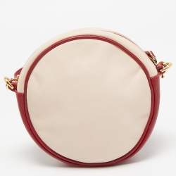 Dolce & Gabbana Red/Pink Leopard Calfhair and Leather Round Crossbody Bag