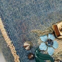 Dolce & Gabbana Blue Denim Mini Embellished Lucia Shoulder Bag