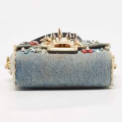 Dolce & Gabbana Blue Denim Mini Embellished Lucia Shoulder Bag
