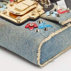 Dolce & Gabbana Blue Denim Mini Embellished Lucia Shoulder Bag