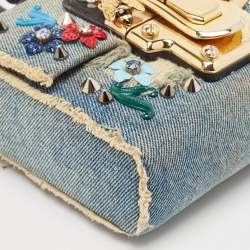 Dolce & Gabbana Blue Denim Mini Embellished Lucia Shoulder Bag