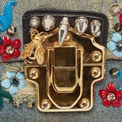 Dolce & Gabbana Blue Denim Mini Embellished Lucia Shoulder Bag