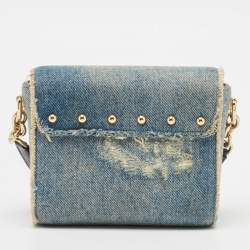 Dolce & Gabbana Blue Denim Mini Embellished Lucia Shoulder Bag