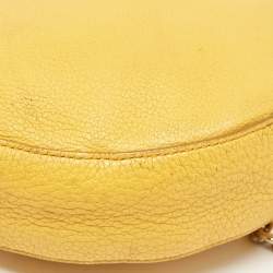 Pre Owned Dolce & Gabbana Yellow Leather Glam Round Crossbody Bag
