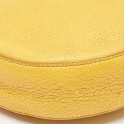 Pre Owned Dolce & Gabbana Yellow Leather Glam Round Crossbody Bag