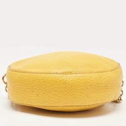 Pre Owned Dolce & Gabbana Yellow Leather Glam Round Crossbody Bag