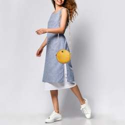 Pre Owned Dolce & Gabbana Yellow Leather Glam Round Crossbody Bag