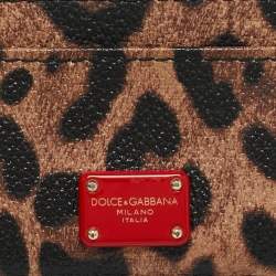 Pre Owned Dolce & Gabbana Brown Leopard Print Coated Canvas Logo Card Holder