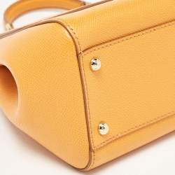Pre Owned Dolce & Gabbana Orange Leather Medium Miss Sicily Top Handle Bag