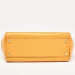 Pre Owned Dolce & Gabbana Orange Leather Medium Miss Sicily Top Handle Bag