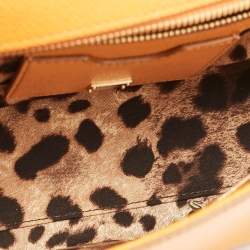 Pre Owned Dolce & Gabbana Orange Leather Medium Miss Sicily Top Handle Bag