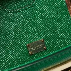 Pre Owned Dolce & Gabbana Green Leather Twist Lock Flap Top Handle Bag
