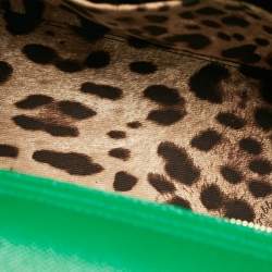 Pre Owned Dolce & Gabbana Green Leather Twist Lock Flap Top Handle Bag