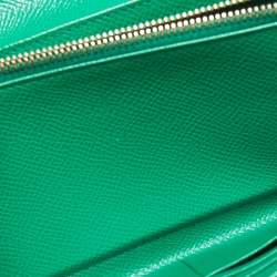 Pre Owned Dolce & Gabbana Green Leather Flap Continental Wallet
