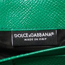 Pre Owned Dolce & Gabbana Green Leather Flap Continental Wallet