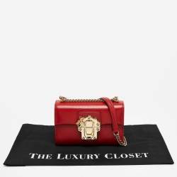 Pre Owned Dolce & Gabbana Red Leather Lucia Bee Shoulder Bag 
