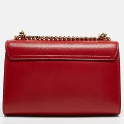 Pre Owned Dolce & Gabbana Red Leather Lucia Bee Shoulder Bag 