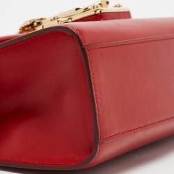 Pre Owned Dolce & Gabbana Red Leather Lucia Bee Shoulder Bag 