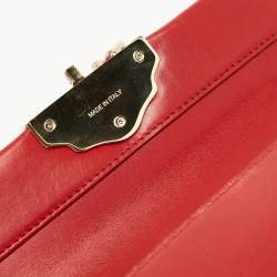 Pre Owned Dolce & Gabbana Red Leather Lucia Bee Shoulder Bag 