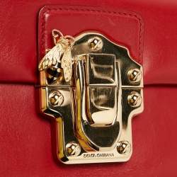 Pre Owned Dolce & Gabbana Red Leather Lucia Bee Shoulder Bag 