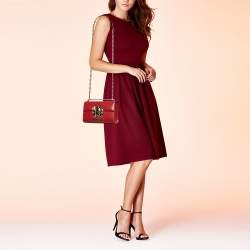 Pre Owned Dolce & Gabbana Red Leather Lucia Bee Shoulder Bag 