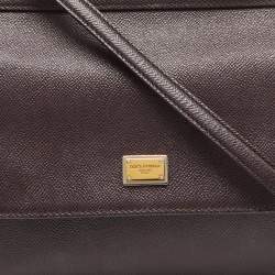 Dolce & Gabbana Dark Purple Leather Medium Miss Sicily Top Handle Bag