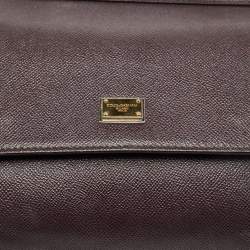 Dolce & Gabbana Dark Purple Leather Medium Miss Sicily Top Handle Bag