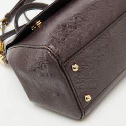 Dolce & Gabbana Dark Purple Leather Medium Miss Sicily Top Handle Bag