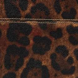 Pre Owned Dolce & Gabbana Burgundy Leopard Print Coated Canvas Miss Pocket Tote