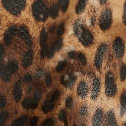 Pre Owned Dolce & Gabbana Burgundy Leopard Print Coated Canvas Miss Pocket Tote