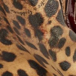 Pre Owned Dolce & Gabbana Burgundy Leopard Print Coated Canvas Miss Pocket Tote